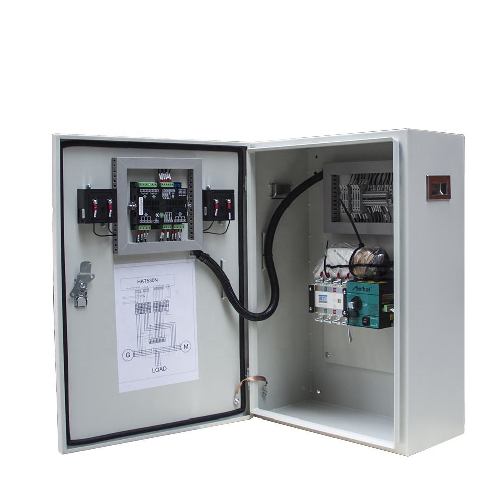 Aisikai 100A 4P Generador diésel ATS Doble potencia Interruptor de Transferencia Automática Caja de gabinete de control con módulo controlador Smartgen