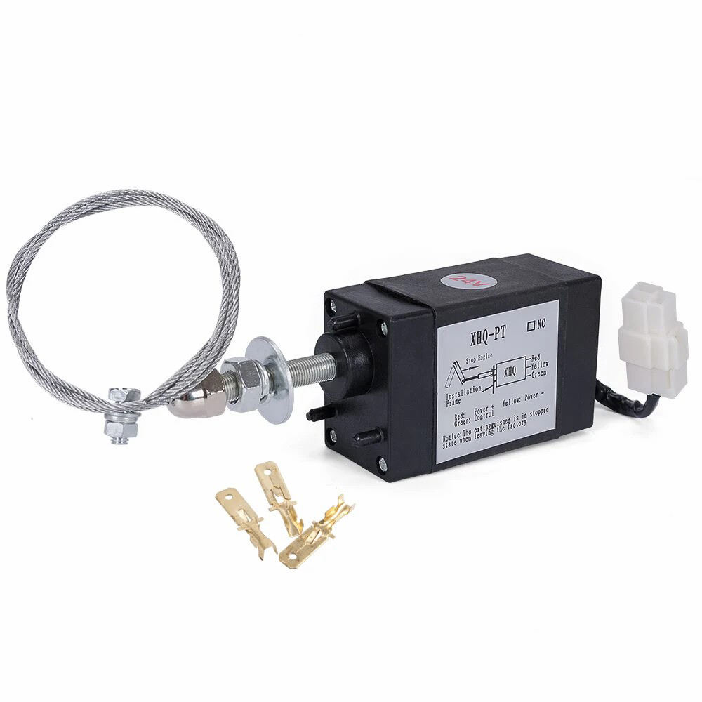 Motor diésel de 12V y 24V, válvula solenoide de parada de combustible VDC, válvula de cierre de combustible eléctrica, extintor de incendios XHQ-PT 24v NC