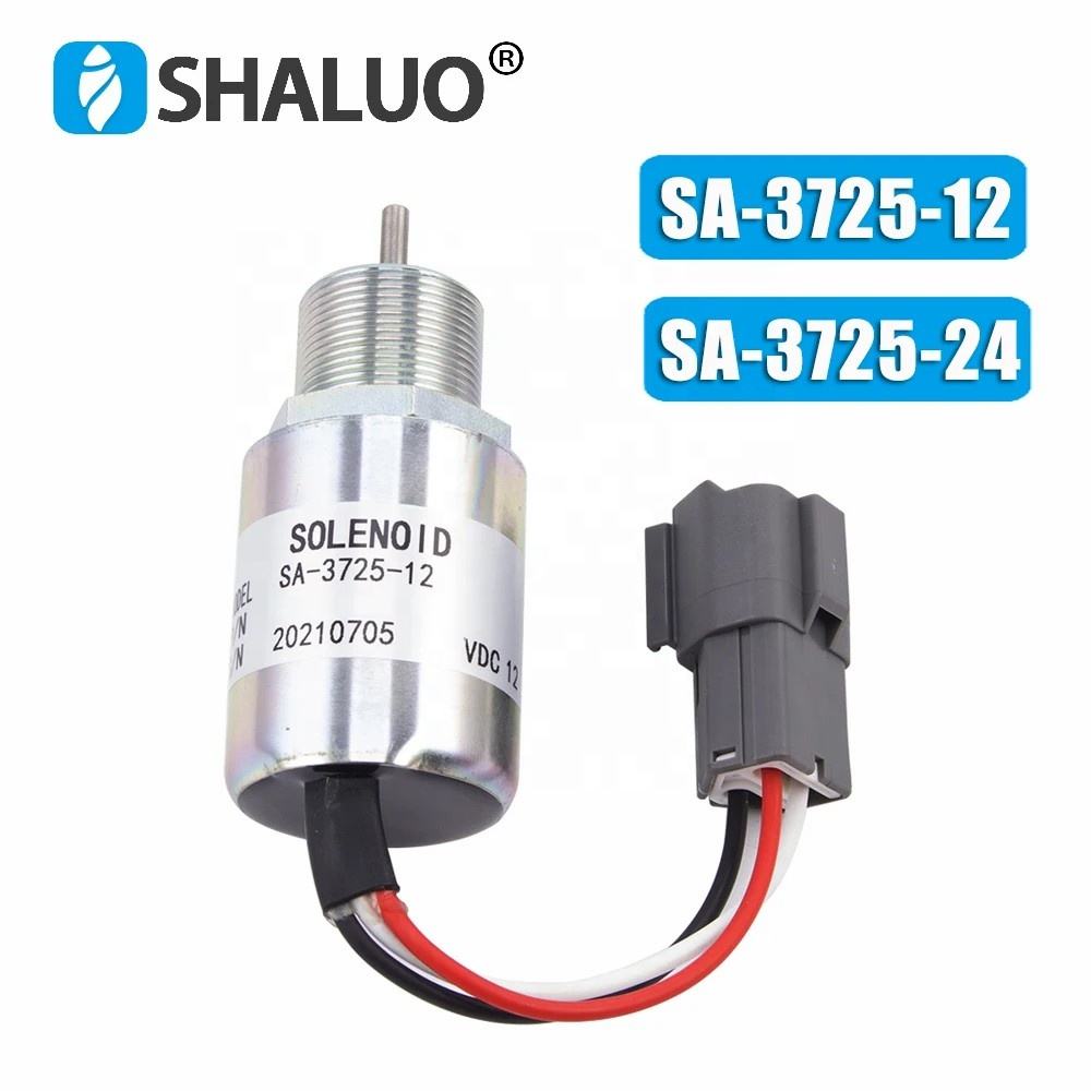 Solenoide de parada de apagado de combustible del motor DC12V SA-3725-12 para Mitsubishi S3L2 Mahind Volvo EC15 Toro 223D SA-3725-24 DC 24v