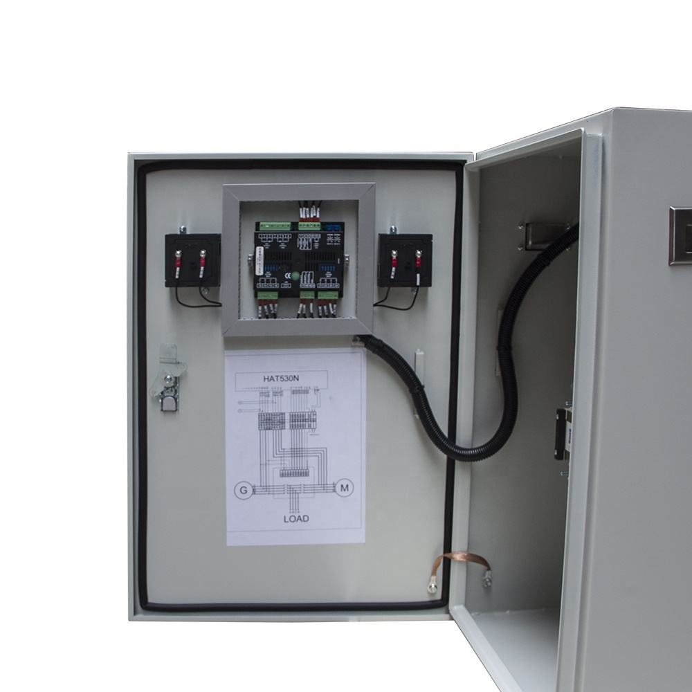 Aisikai 100A 4P Generador diésel ATS Doble potencia Interruptor de Transferencia Automática Caja de gabinete de control con módulo controlador Smartgen