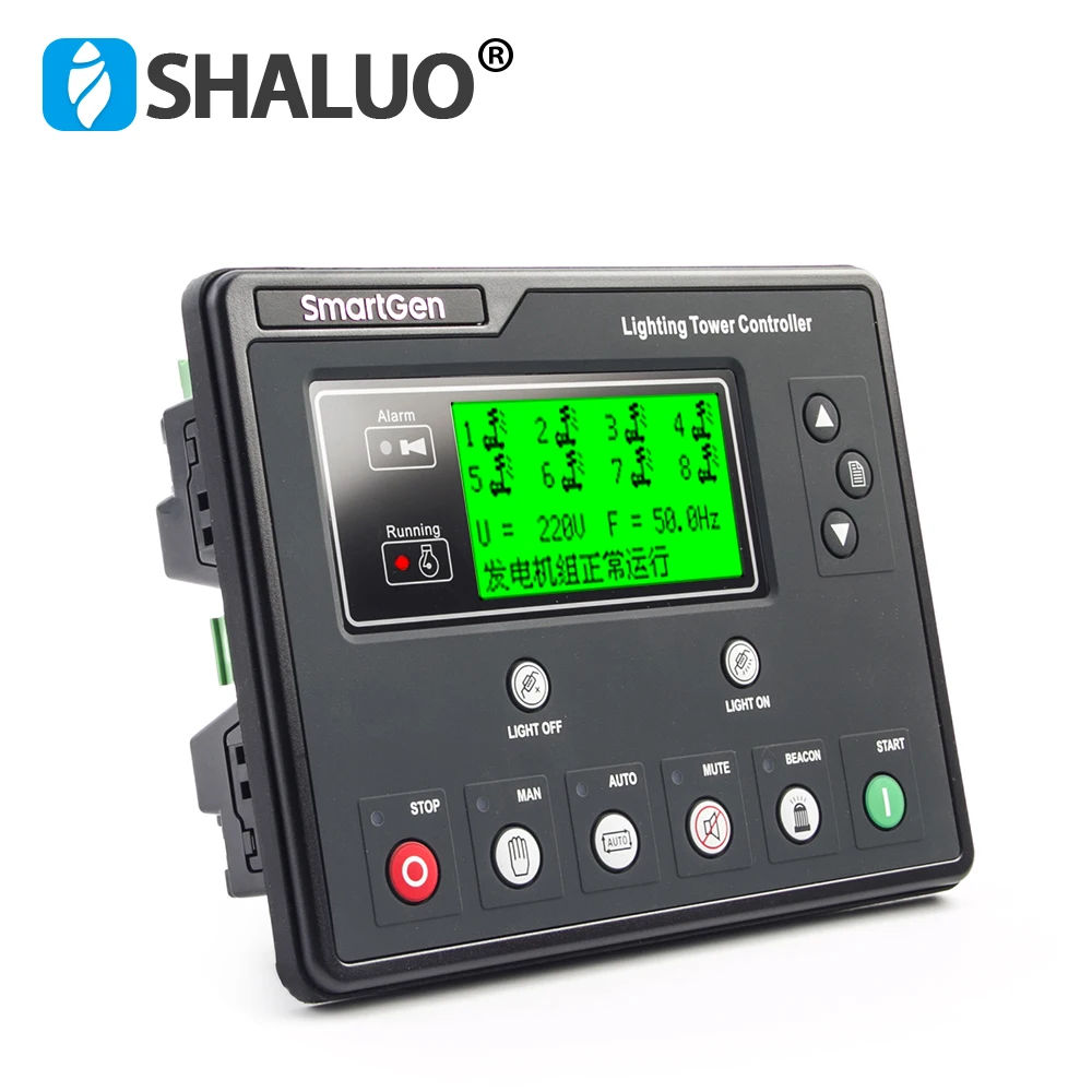 Smartgen-controlador de torre de luz individual ALC704 ALC708, Panel de Control de Monitor de parada y arranque remoto con sincronización para grupo electrógeno de torre de luz AC DC