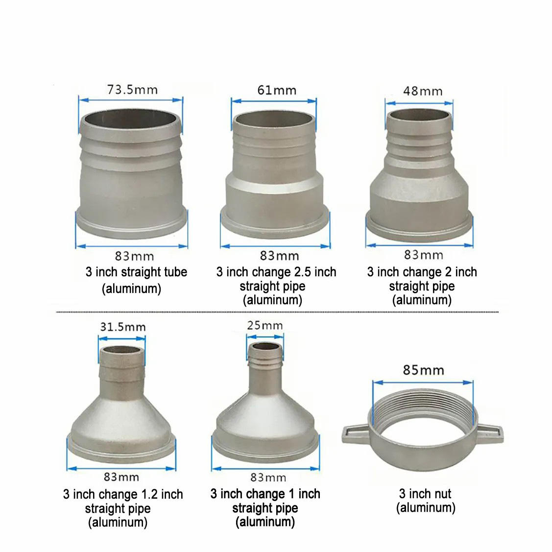 Nuevos accesorios de bomba de agua de gasolina, llave conectora de tubo de aluminio de 3 pulgadas con junta de goma, accesorio de tubería de conexión de bomba