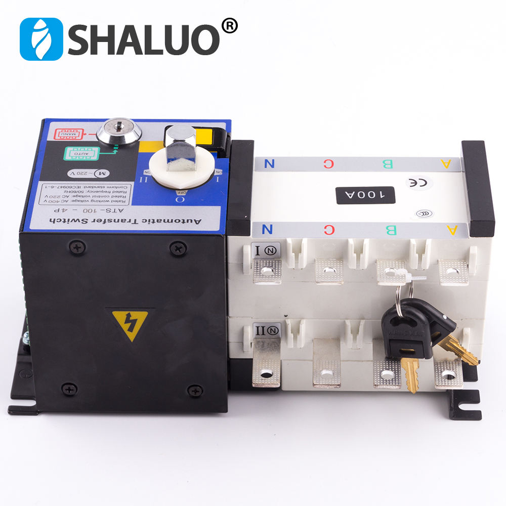 Piezas Generador de gasolina Repuestos de motor Accesorios Interruptor Ats de doble potencia Transferencia automática 4P 400V 100A Controlador ATS