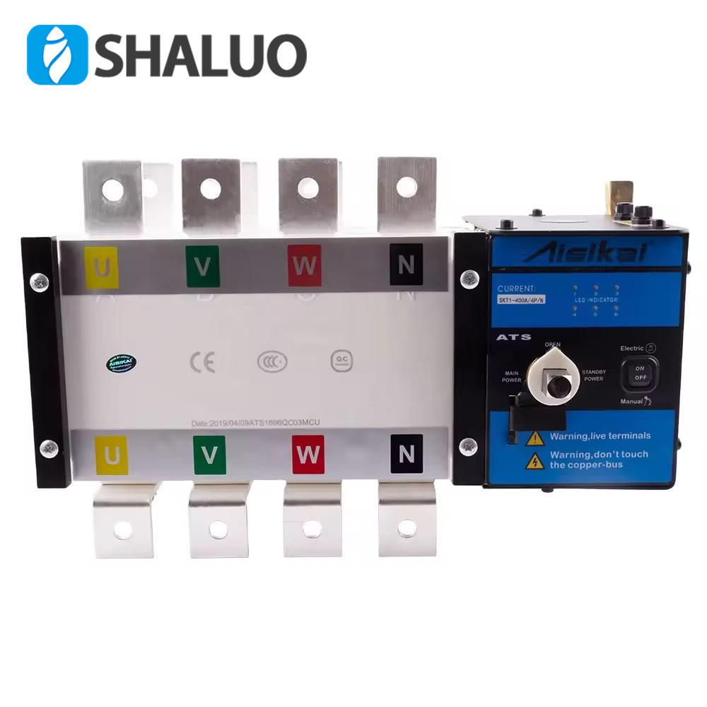 Piezas de repuesto Piezas y accesorios del generador Interruptor de transferencia automática de cambio de energía Daul Generador 400A Controlador ATS 4P Ats