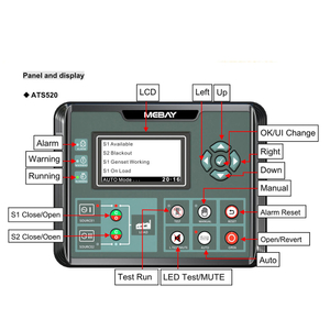Controlador de generador diésel automático ATS520, interruptor de alimentación Dual, módulo de Control ATS, Panel programable inteligente LCD RS485 ATS520IR