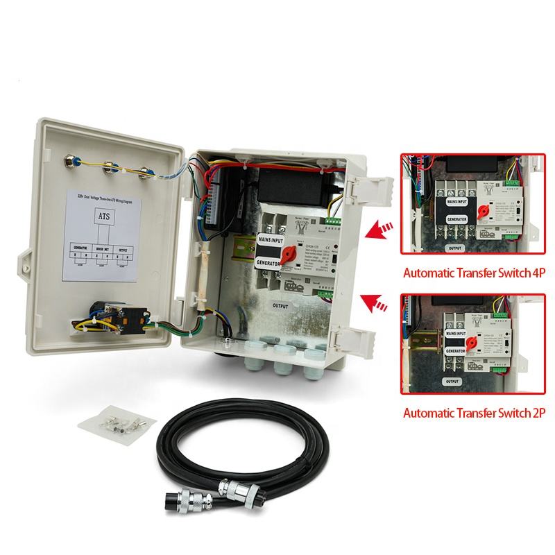 Pequeño generador Ats monofásico 220v 380v caja de panel de sistema de control de interruptor de transferencia automática