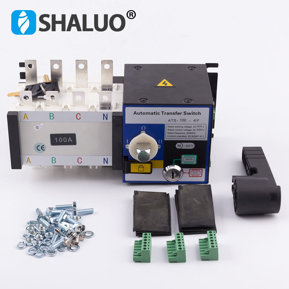 Piezas Generador de gasolina Repuestos de motor Accesorios Interruptor Ats de doble potencia Transferencia automática 4P 400V 100A Controlador ATS
