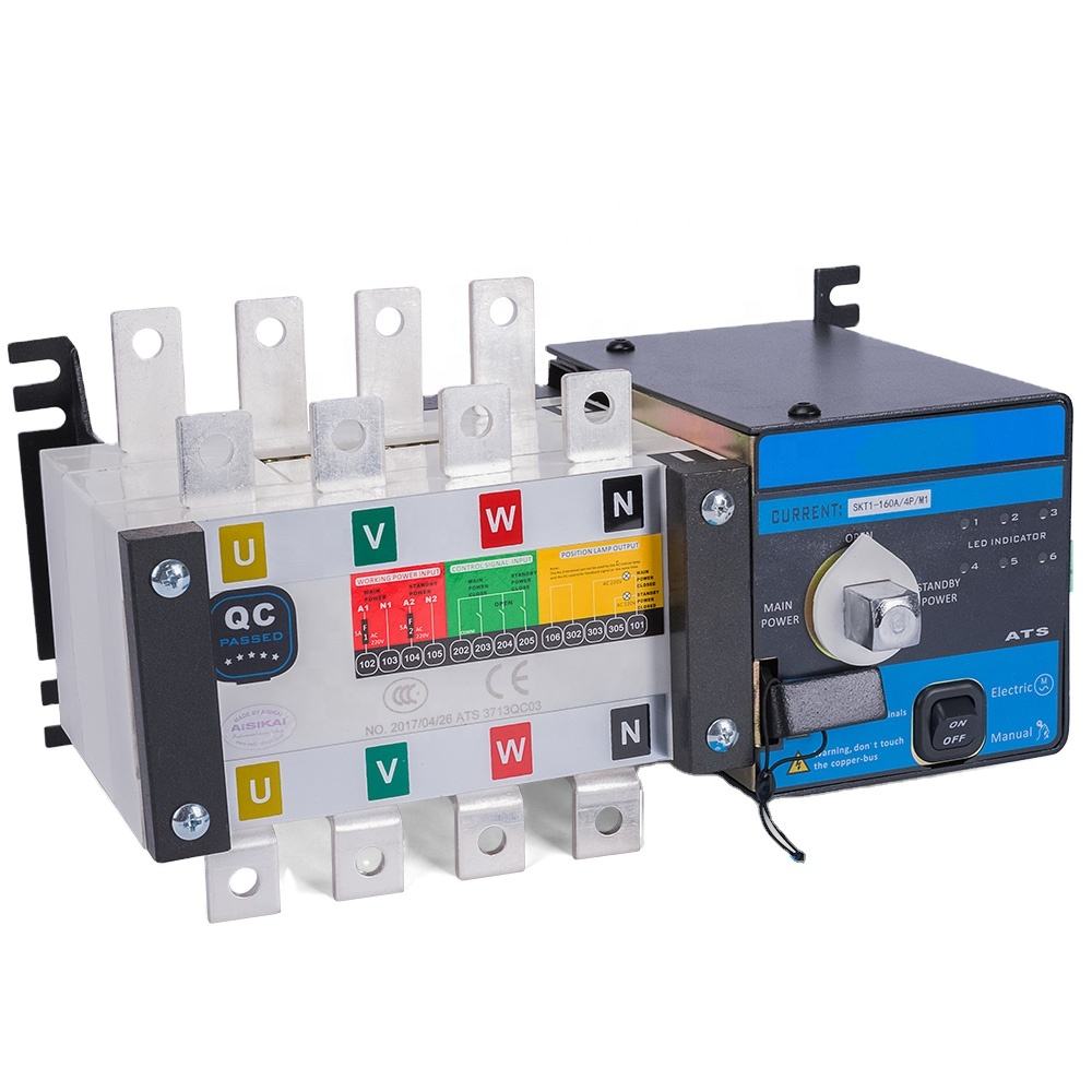 Controlador 4P 160A ATS Doble potencia generador diésel parte ac 3 fases Interruptor de Transferencia Automática para generador