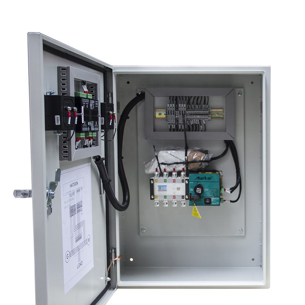 Aisikai 100A 4P Generador diésel ATS Doble potencia Interruptor de Transferencia Automática Caja de gabinete de control con módulo controlador Smartgen