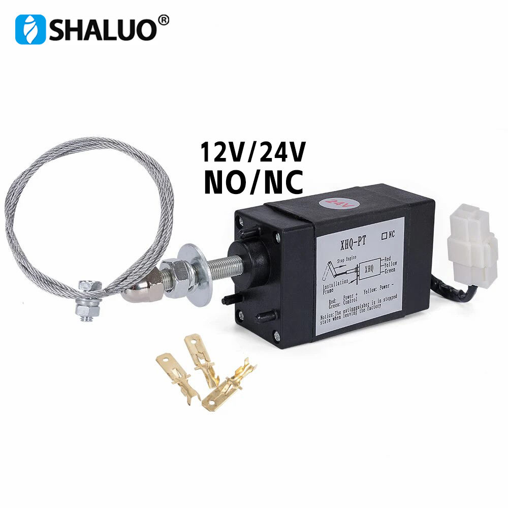 Motor diésel de 12V y 24V, válvula solenoide de parada de combustible VDC, válvula de cierre de combustible eléctrica, extintor de incendios XHQ-PT 24v NC