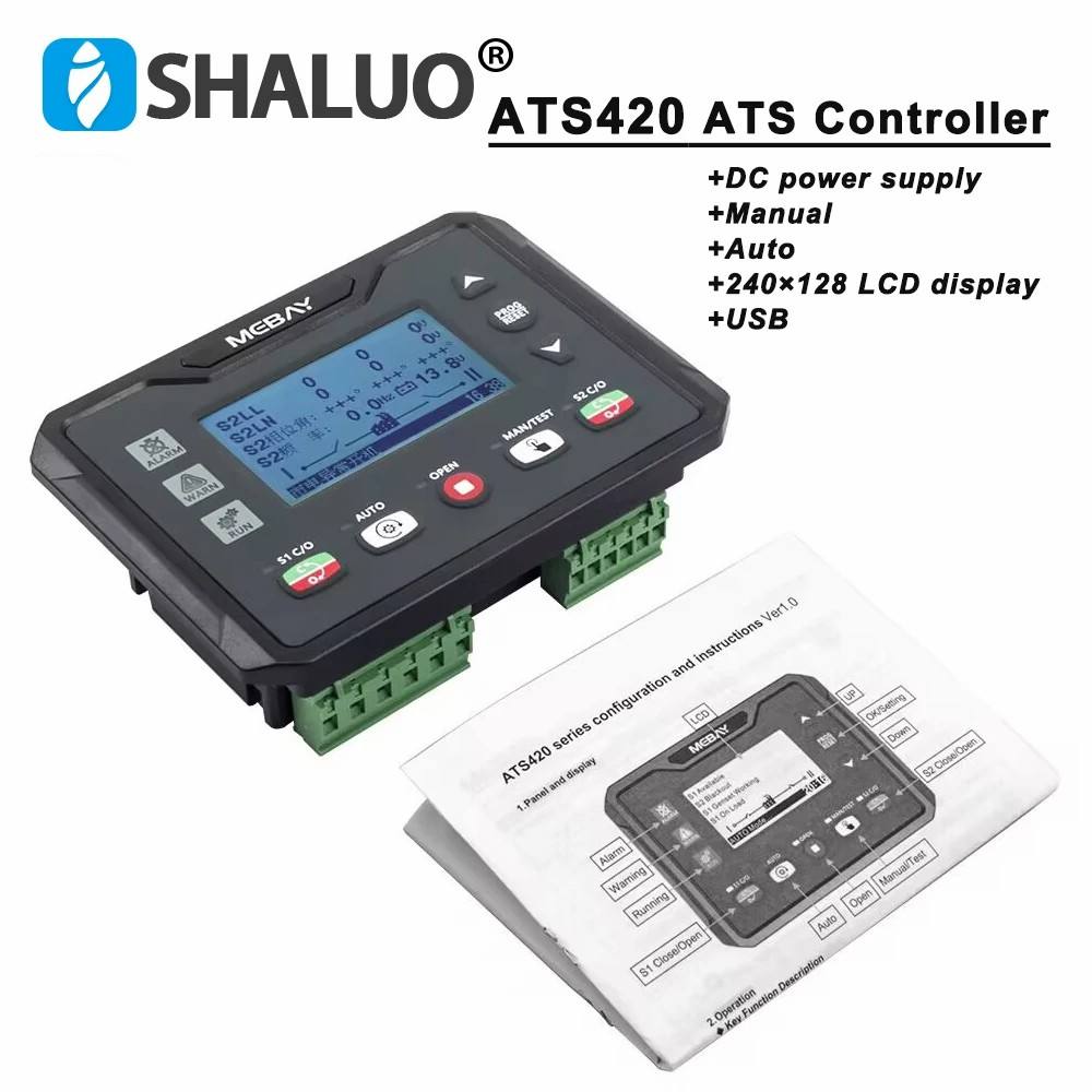 ATS420 ATS420R Mebay generador ATS controlador de interruptor de alimentación doble módulo de Control LCD Panel programable inteligente fuente de CC
