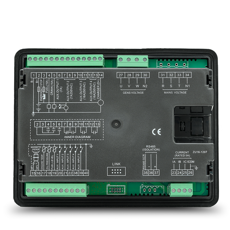 Controlador de grupo electrógeno 6120, grupo electrógeno de Arranque automático LCD, caja de control Ats, panel de carga de terminal, pieza de alternador 6120U