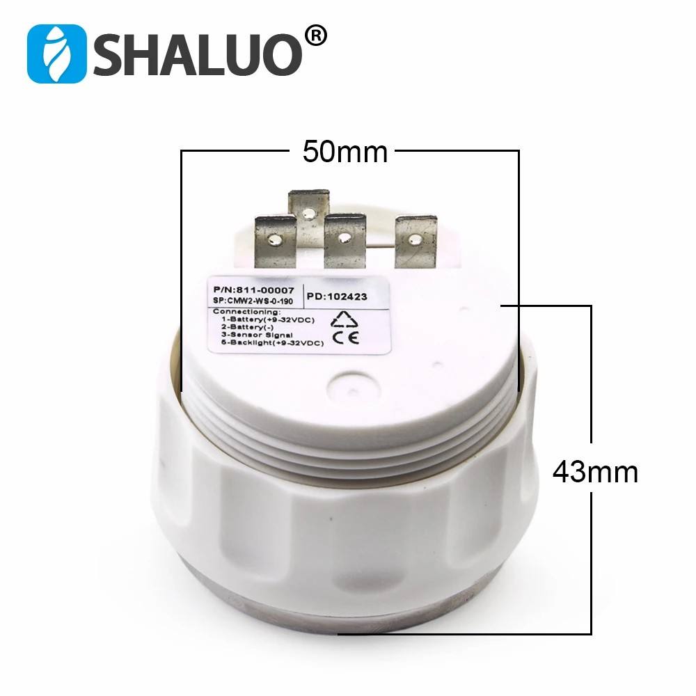 Generador de DC9-32V de 0-190 ohmios, medidor de nivel de agua VDO con luz trasera roja, apto para barco, tanque de agua de coche, piezas de repuesto de 52MM