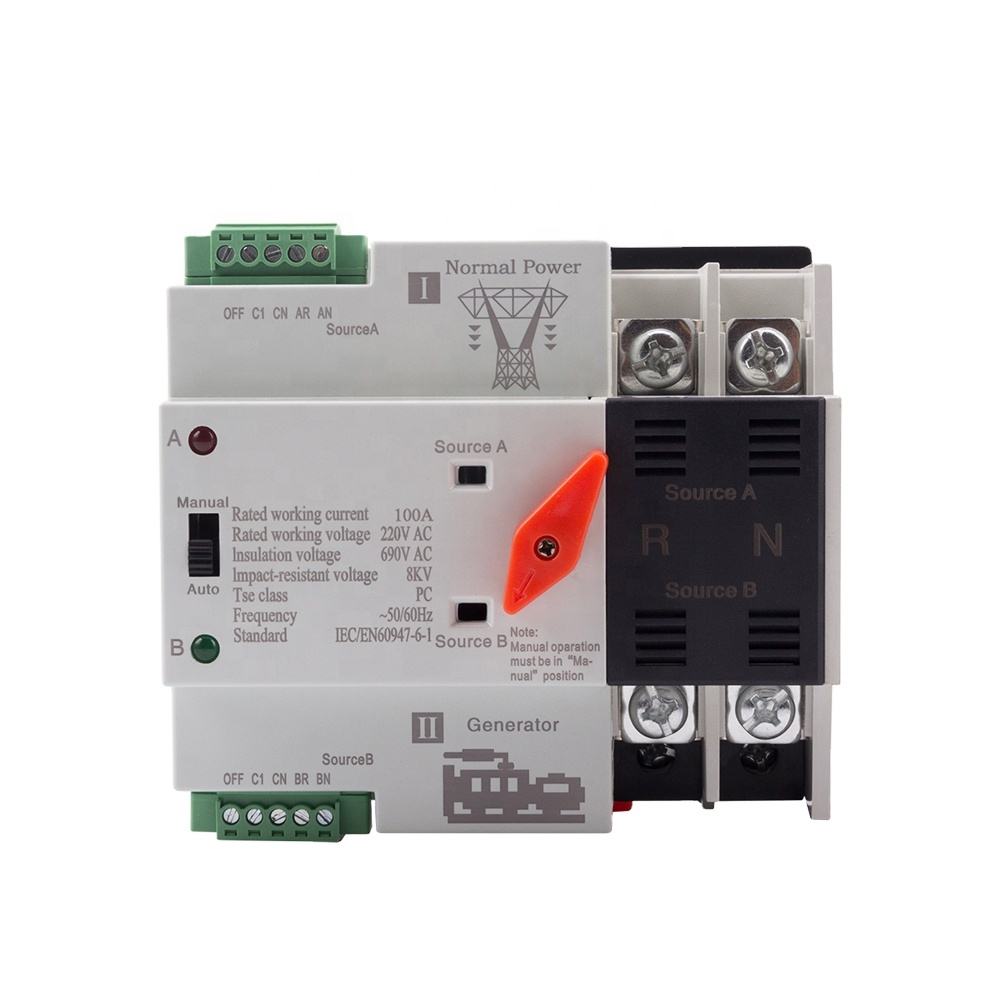 Piezas de repuesto para generador, interruptor de transformador automático ATS, 2P, 63A, SLSP1-100A, interruptor de circuito de Control eléctrico, monofásico, CA