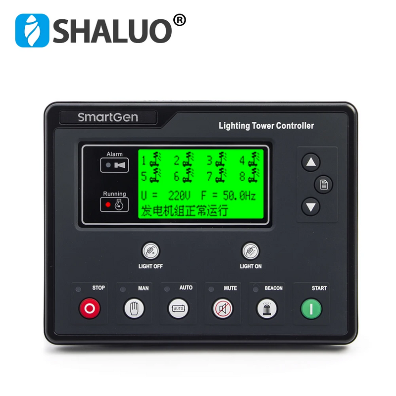 Smartgen-controlador de torre de luz individual ALC704 ALC708, Panel de Control de Monitor de parada y arranque remoto con sincronización para grupo electrógeno de torre de luz AC DC