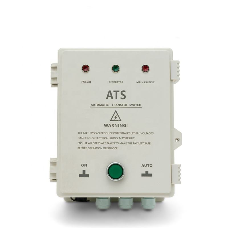 Pequeño generador Ats monofásico 220v 380v caja de panel de sistema de control de interruptor de transferencia automática