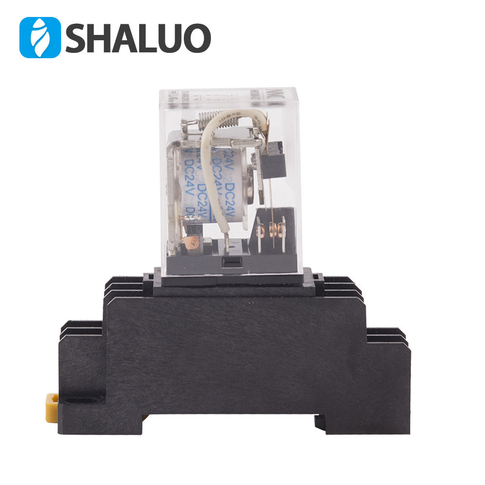 Relé de protección de sobrecarga de alta potencia, generador DC24V, dos vías, 10A, con caja de distribución base, relé de conversión